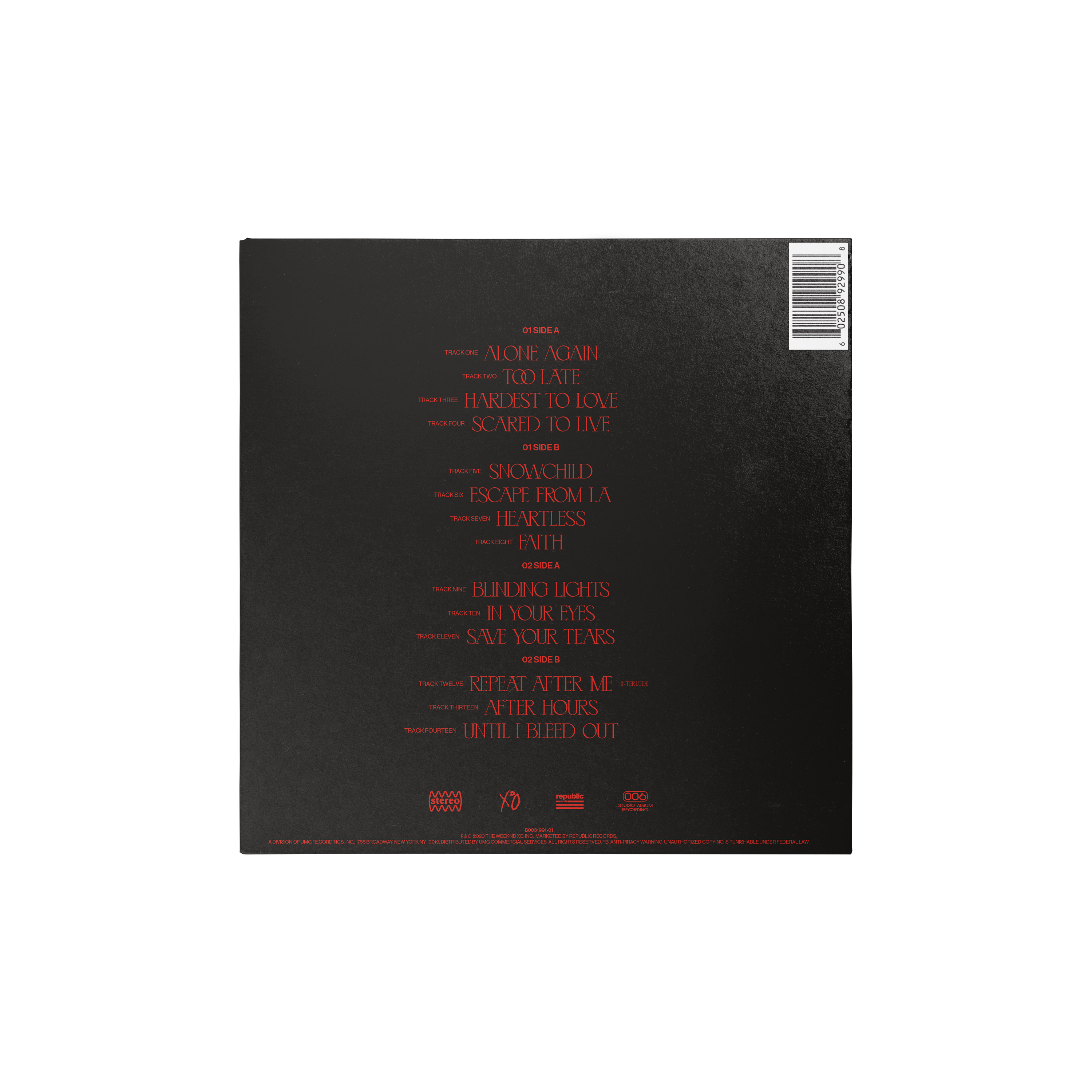 The Weeknd AFTER HOURS 2LP 2LP 411449
