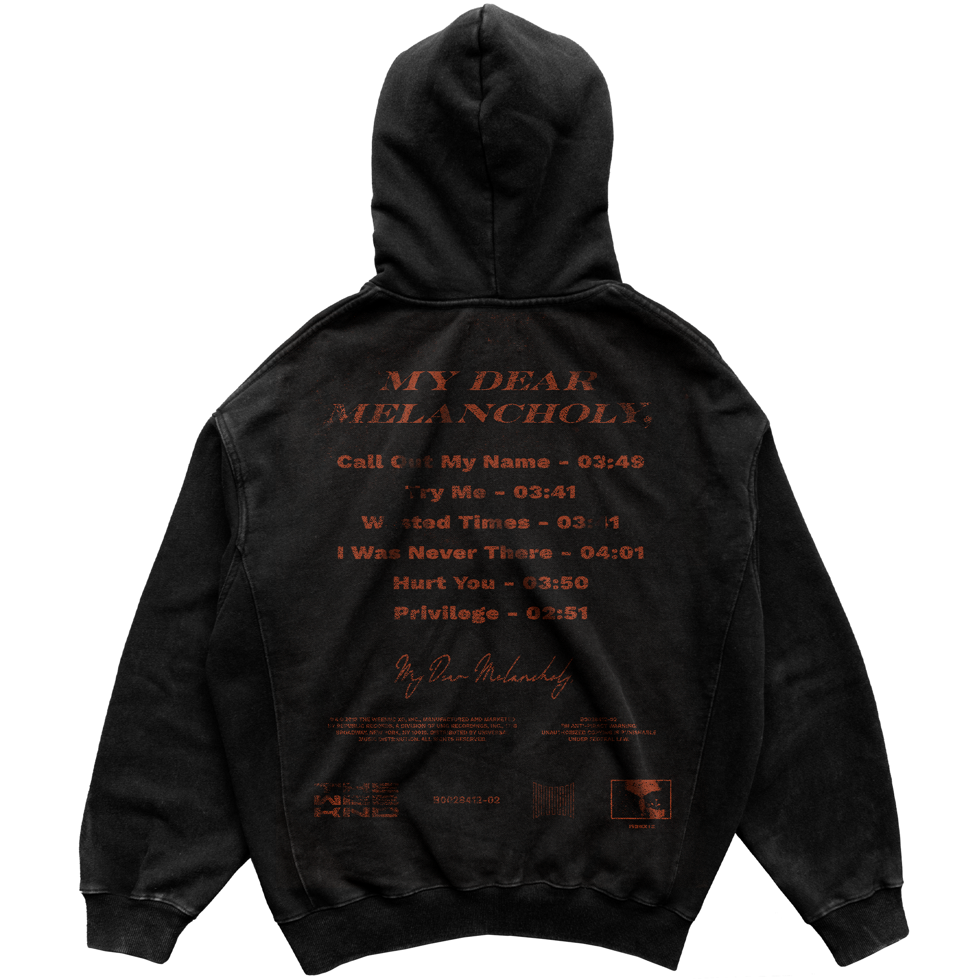 The Weeknd My Dear Melancholy 新品 ウィークエンド MY DEAR MELANCHOLY ZIP HOODIE X O S T O R E
