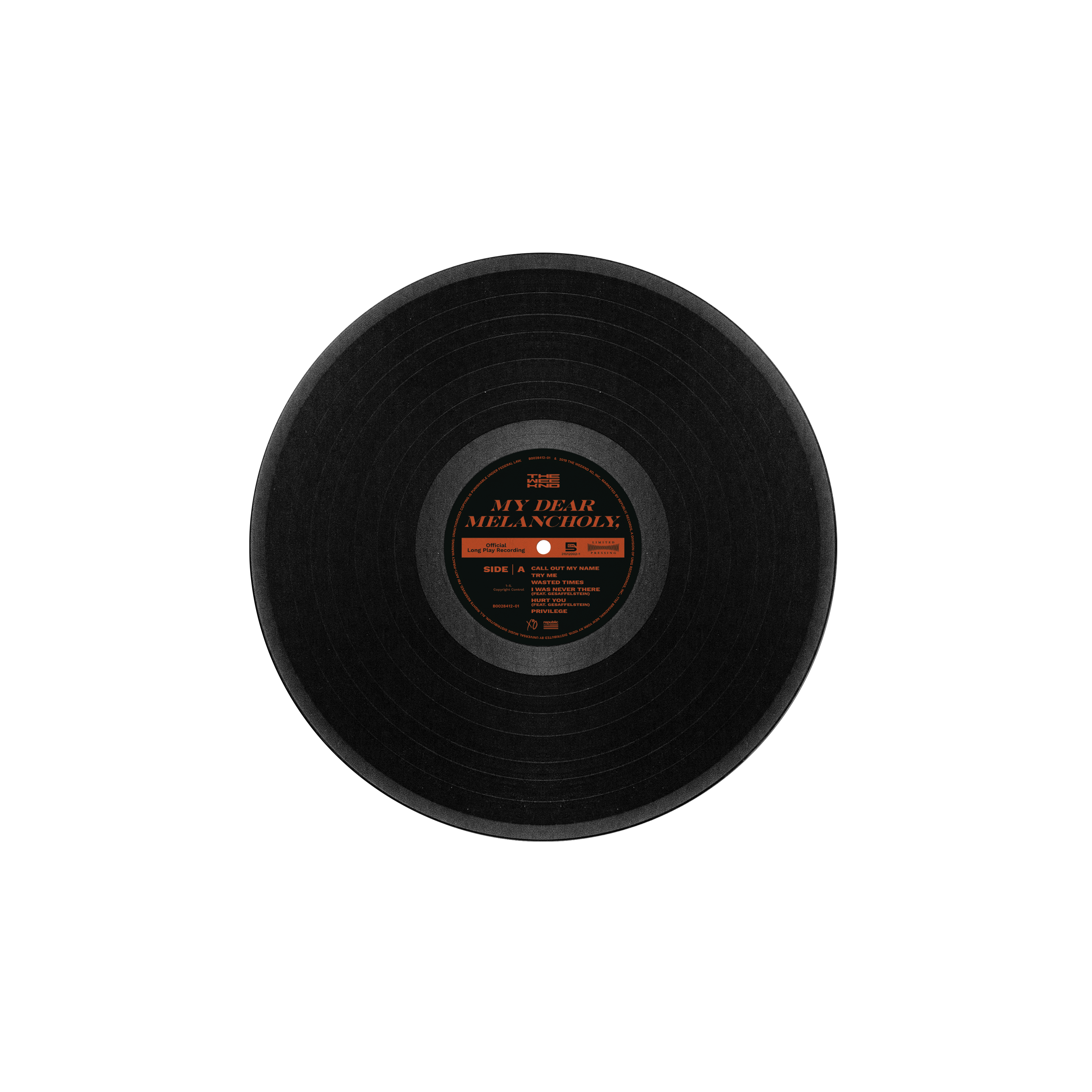 Weeknd,The MY DEAR MELANCHOLY, 1LP Vinyl 410947